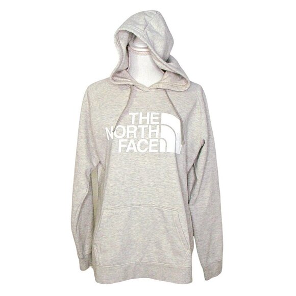Womens The North Face Hoodie Gray Large Spell Out Logo White Letters Size Large - Picture 1 of 12